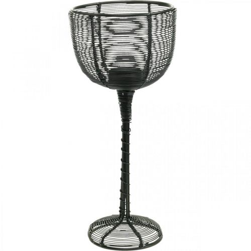Artikel Fyrfadsstage sort metal dekorativt vinglas Ø10cm H26,5cm