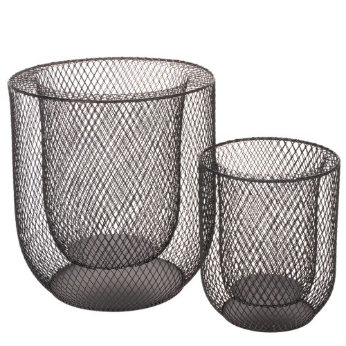 Sort metalkurvlysholder, Ø28,5/18 cm, sæt med 2 købe | Floristik24.dk