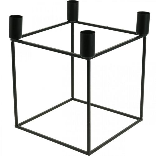 Floristik24 Lysestage Black Cube Metal Stick Lysestage 18cm