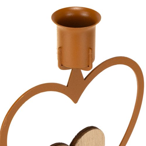 Artikel Lysestage lys stjerne hjerte gran brun H16,5cm assorteret 3 stk