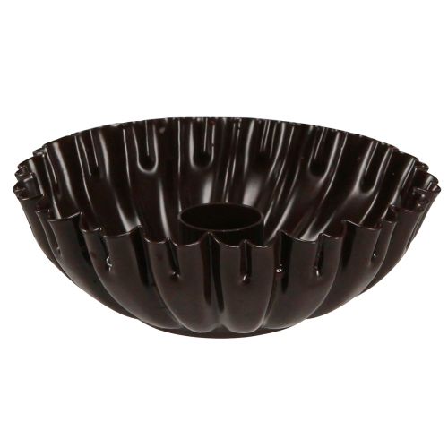 Lysestage vintage kageform mørkebrun Ø11,5cm 4stk