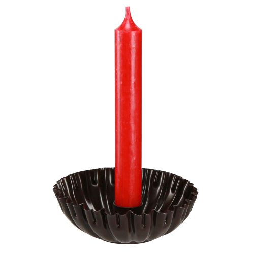 Artikel Lysestage vintage kageform mørkebrun Ø11,5cm 4stk