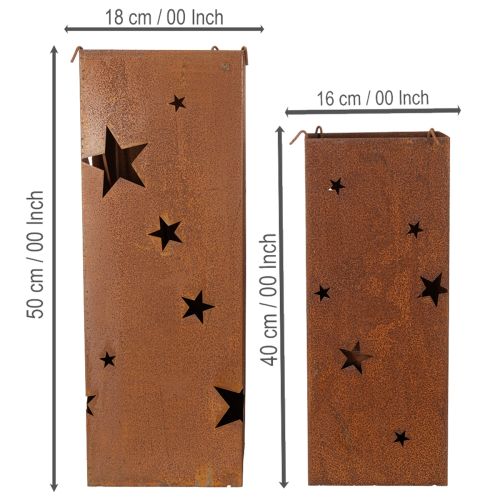 Artikel Julelysholdere, rustik finish, 40/50 cm høje, sæt med 2