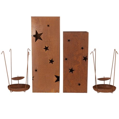 Artikel Julelysholdere, rustik finish, 40/50 cm høje, sæt med 2