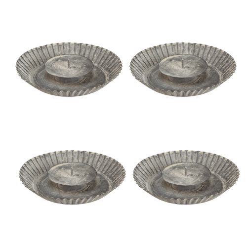 Artikel Lysestage som bageform lysplade grå Ø15cm H3cm 4stk
