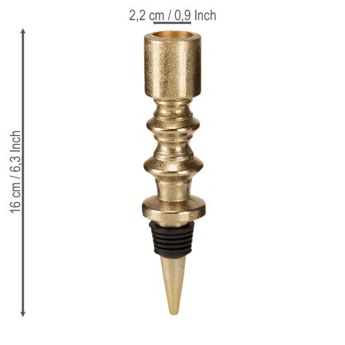 Artikel Lysestage til flasker metal antik look lys guld H15cm