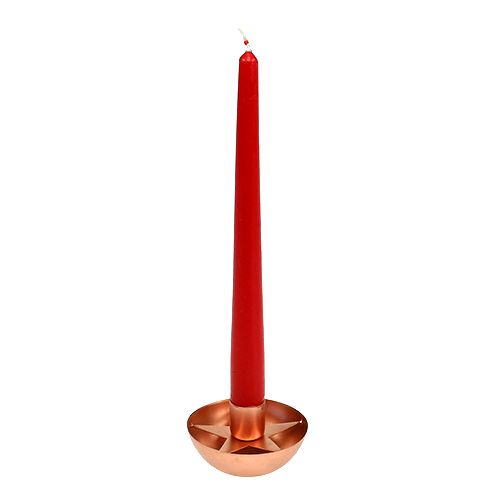 Floristik24 Lysestage til spids stearinlys kobber Ø8cm H5cm