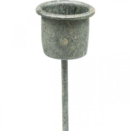 Floristik24 Plug-in lysestage Shabby Chic grå Ø3cm H8,5cm 8 stk