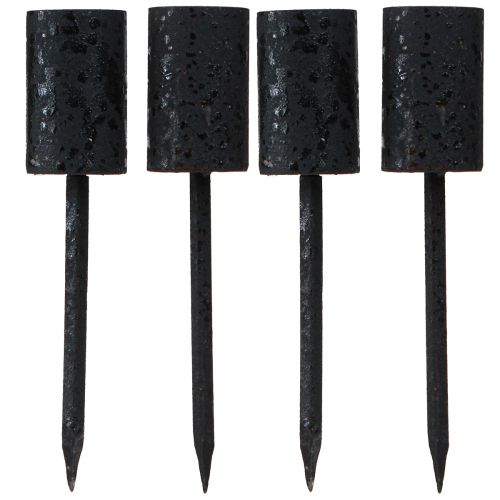 Artikel Lysestage til tykke pindelys metal sort Ø28mm 4stk