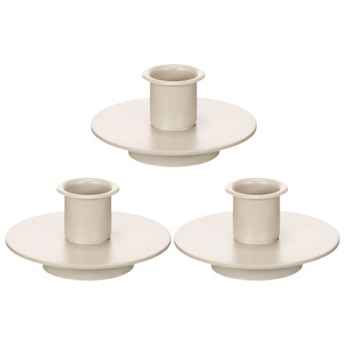 Metallysholder i mat beige, lille lysestage til keglelys, 8 cm, 3 stk. | Floristik24.dk