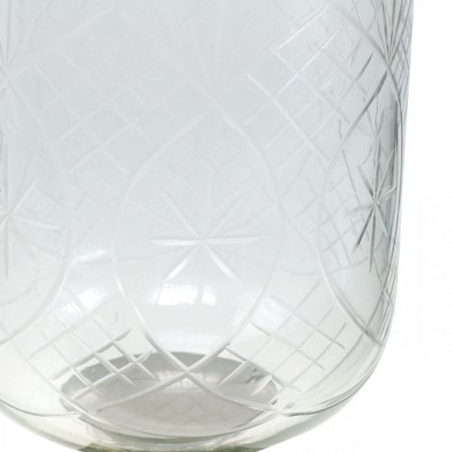 Artikel Lanterne Glas Lysestage Antik Look Sølv Ø11,5cm H42,5cm