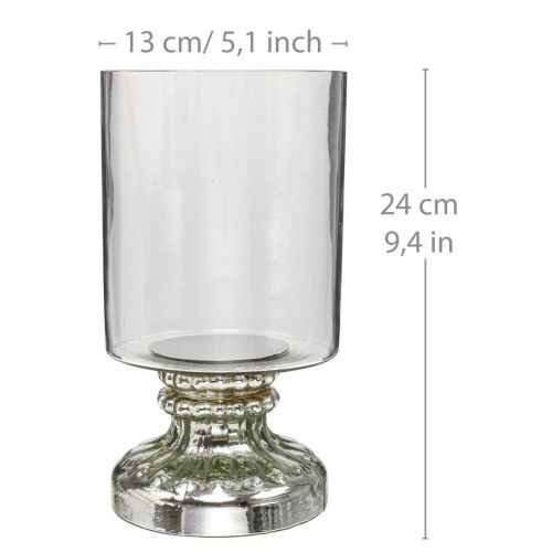 Floristik24 Lanterne glas lys glas antik look sølv Ø13cm H24cm