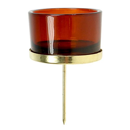 Floristik24 Lysestage med glas guld, brun 4 stk