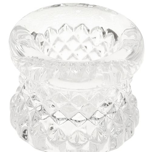 Artikel Lysestage med håndtag til pindelys glas 10,5cm klar 4stk