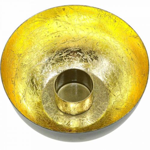 Floristik24 Lysestage Sort Guld juledekoration Ø13cm H6,5cm