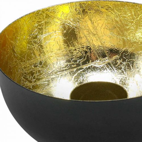 Floristik24 Lysestage Sort Guld juledekoration Ø13cm H6,5cm