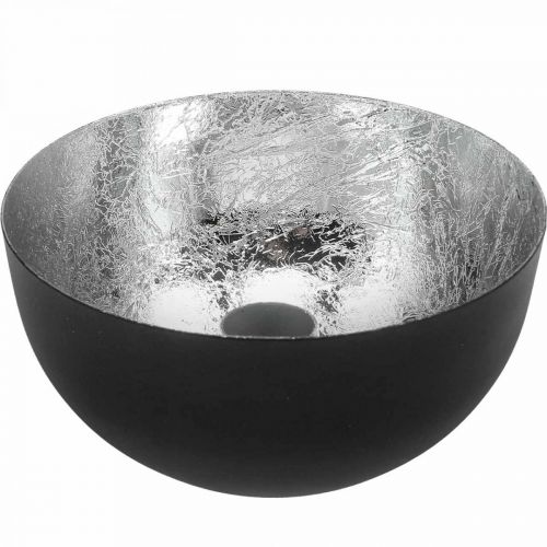 Lysestage Sort Sølv Lysestage Ø13cm H6,5cm