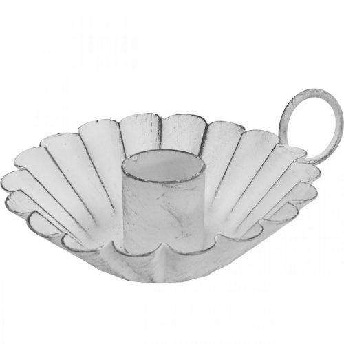 Floristik24 Lysestage Shabby Chic Hvid Metal Deco Ø9,5cm H3cm
