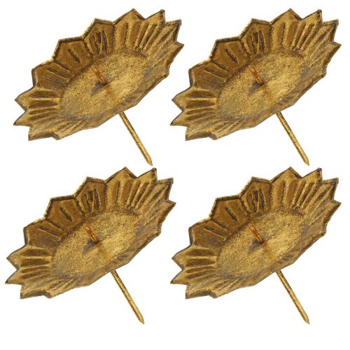 Artikel Plug-in lysestage guld antik look til søjlelys Ø11cm 4stk