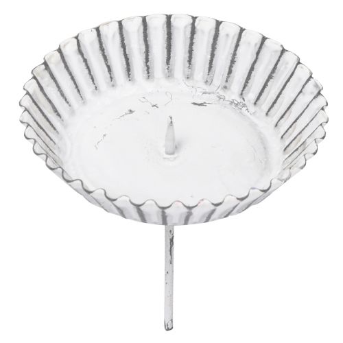 Floristik24 Plug-in lysestage hvid kageform Ø10cm 4 stk