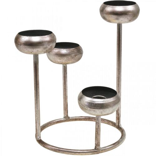 Lysestage antik lysestage sølv 4 flammer Ø19cm
