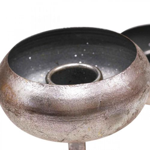 Floristik24 Lysestage antik lysestage sølv 4 flammer Ø19cm