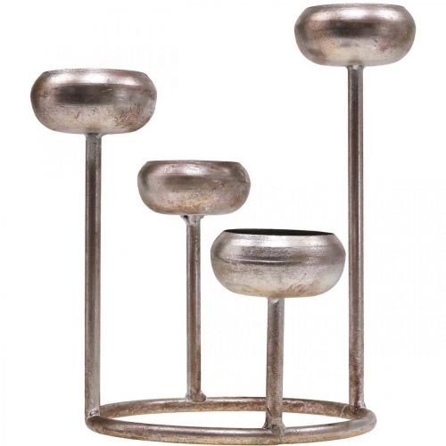 Floristik24 Lysestage antik lysestage sølv 4 flammer Ø19cm