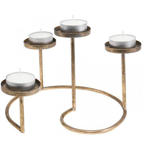 Floristik24 Lysestage Gylden fyrfadsstage Vintage 4-flamme Ø28cm