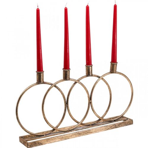 Floristik24 Lysestage pind lysestage vintage 4-flamme gylden L45cm