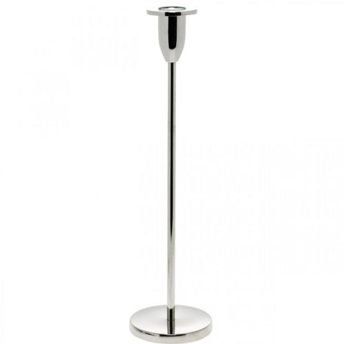 Lysestage sølv metal dekoration lysestage til stearinlys H31cm