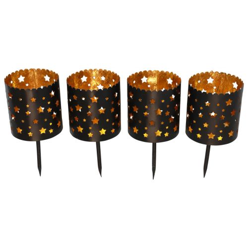 Floristik24 Lysestage adventskrans til at stikke sort guld Ø6cm 4stk
