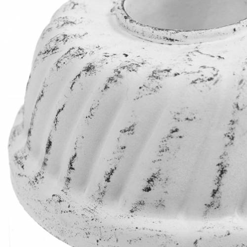Floristik24 Lysestage Gugelhupf Bageform Shabby Chic Hvid Ø7,2cm H3cm