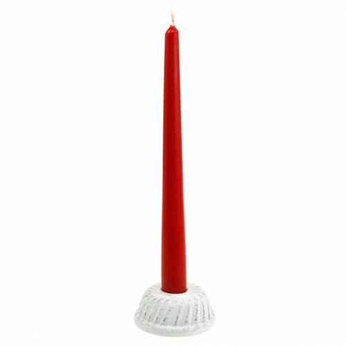 Floristik24 Lysestage Gugelhupf Bageform Shabby Chic Hvid Ø7,2cm H3cm