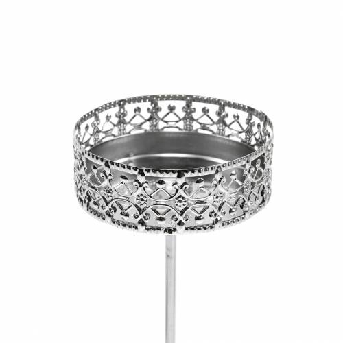 Floristik24 Filigran lysestage til tilslutning af sølv Ø6,4cm H12,5cm 4 stk antik look