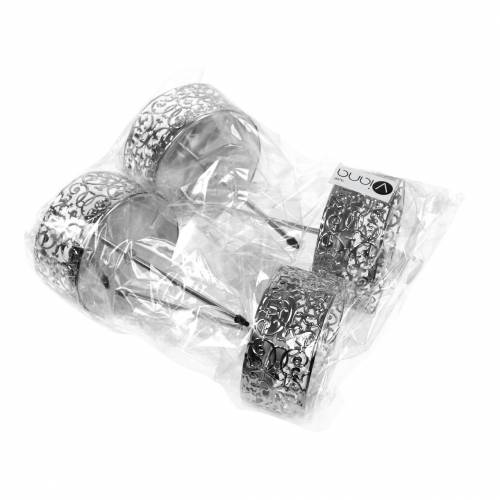 Artikel Blomsterlysestager til indstikning af sølv Ø8,8cm H13,7cm 4 stk antik look