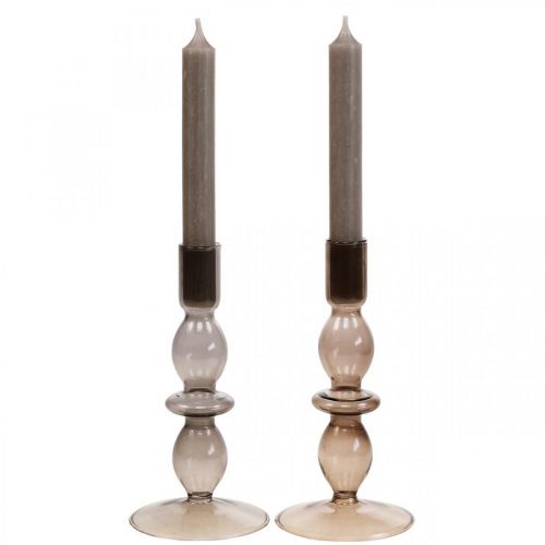 Floristik24 Lysestage glas lysestage pind lysestage 18,5cm 2stk