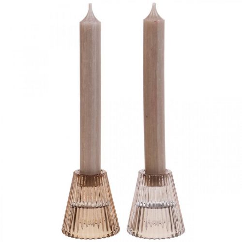 Floristik24 Lysestage glas Stang lysestage glas Ø5,5cm H6,5cm 2stk