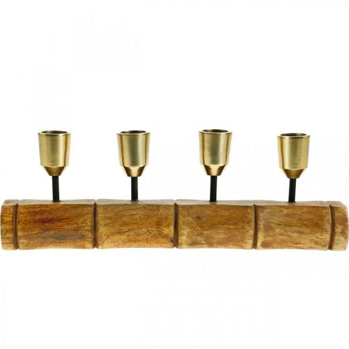 Artikel Lysestage lavet af metal, mangotræ, bambuslook L29,5cm Ø2,2cm