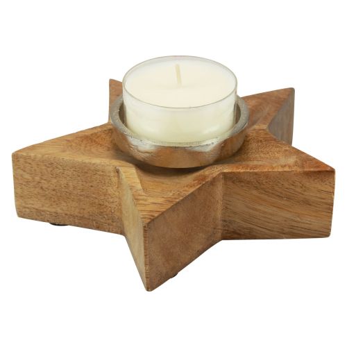 Artikel Lysestage fyrfadsstage i træ stjerne 15x15x5cm 2stk