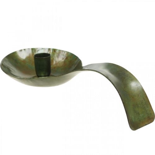Lysestage metal antik look ske med patina 25x11x5cm | Floristik24.dk