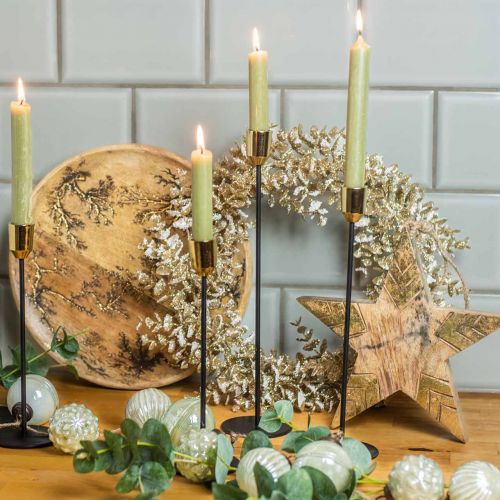 Floristik24 Metal lysestage, lysestage guld / sort H24,5cm Ø2,2cm