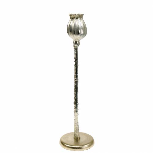 Floristik24 Lysestage valmue blomstrer champagne H41cm