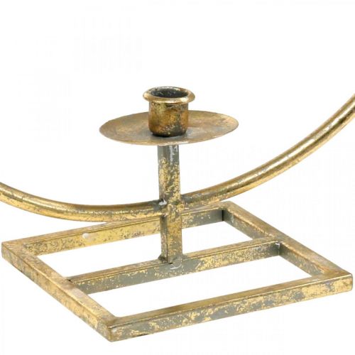 Floristik24 Lyspynt til stående, dekorativ ring med lysestage, juledekoration lavet af metal gyldent antik look Ø40cm 43Hcm