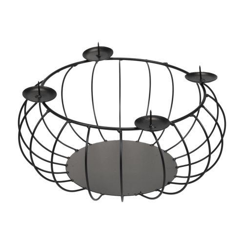 Floristik24 Lysestage sort metal adventskrans metal skål Ø25cm