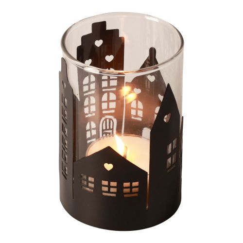 Artikel Lysestage city silhuet, lanterne jul Ø8cm H12cm