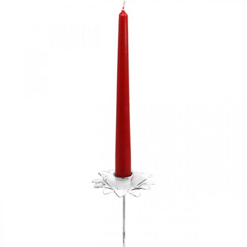 Floristik24 Lysestage blomst metal lysestage til pind Hvid Shabby Ø9cm