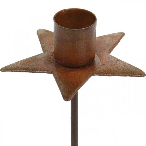 Floristik24 Lysdekoration stjerne, træ lysestage til stikning, juledekoration udført i metal patina Ø5cm