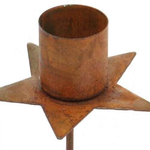 Floristik24 Tilspidset lysestage stjerne, advent, plug-in lysestage, metal dekoration patina Ø6cm