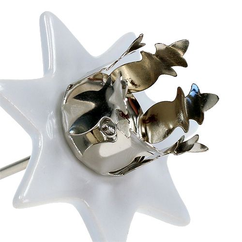Artikel Lysestage stjerne hvid-sølv Ø6cm 4stk