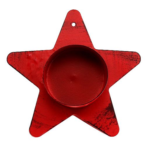 Artikel Lysestage stjerneform til fyrfadslys 10x7cm rød